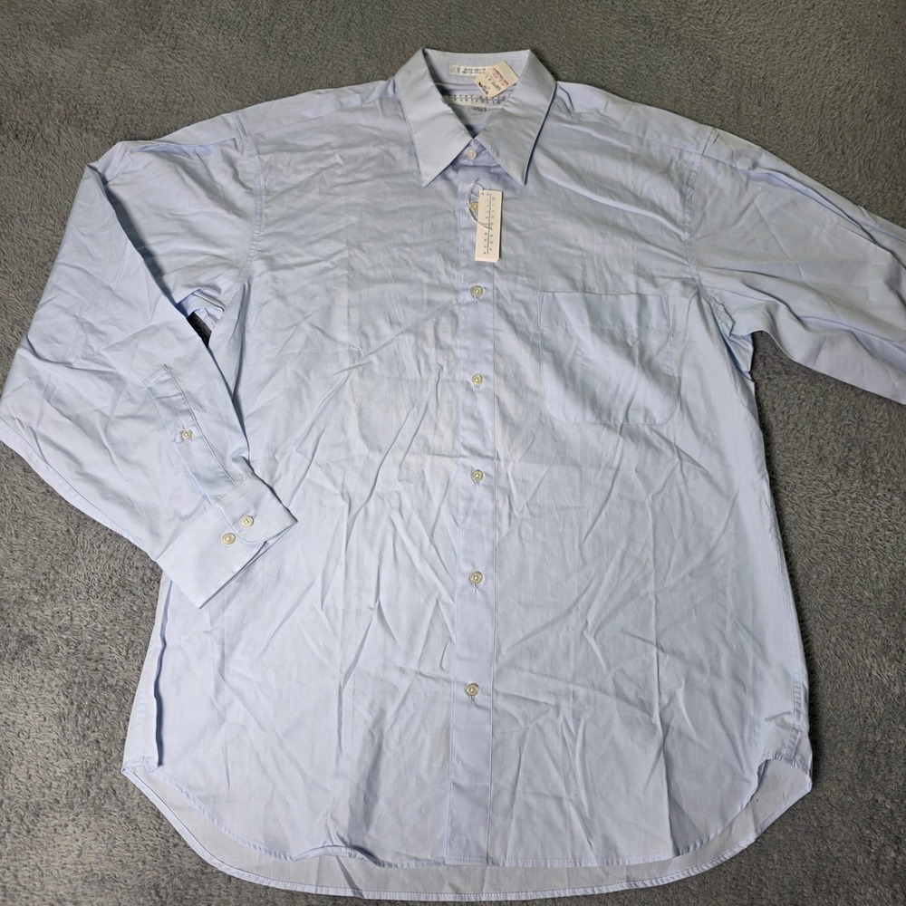 Perry Ellis Mens 16 32-33 Dress Shirt Light Blue Cotton Long Sleeve Button Down